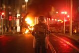 thumbnail: 23/11/2023 Gardai on Dublin's O’Connell Street  tonight. Violent scenes continue to unfold  as members of the public took to the streets to protest after the incident on Parnell Square East Dublin  this afternoon 